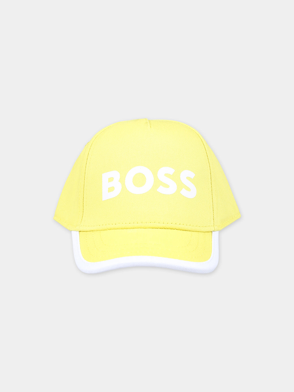 Chapeau jaune pour bébé garçon avec logo